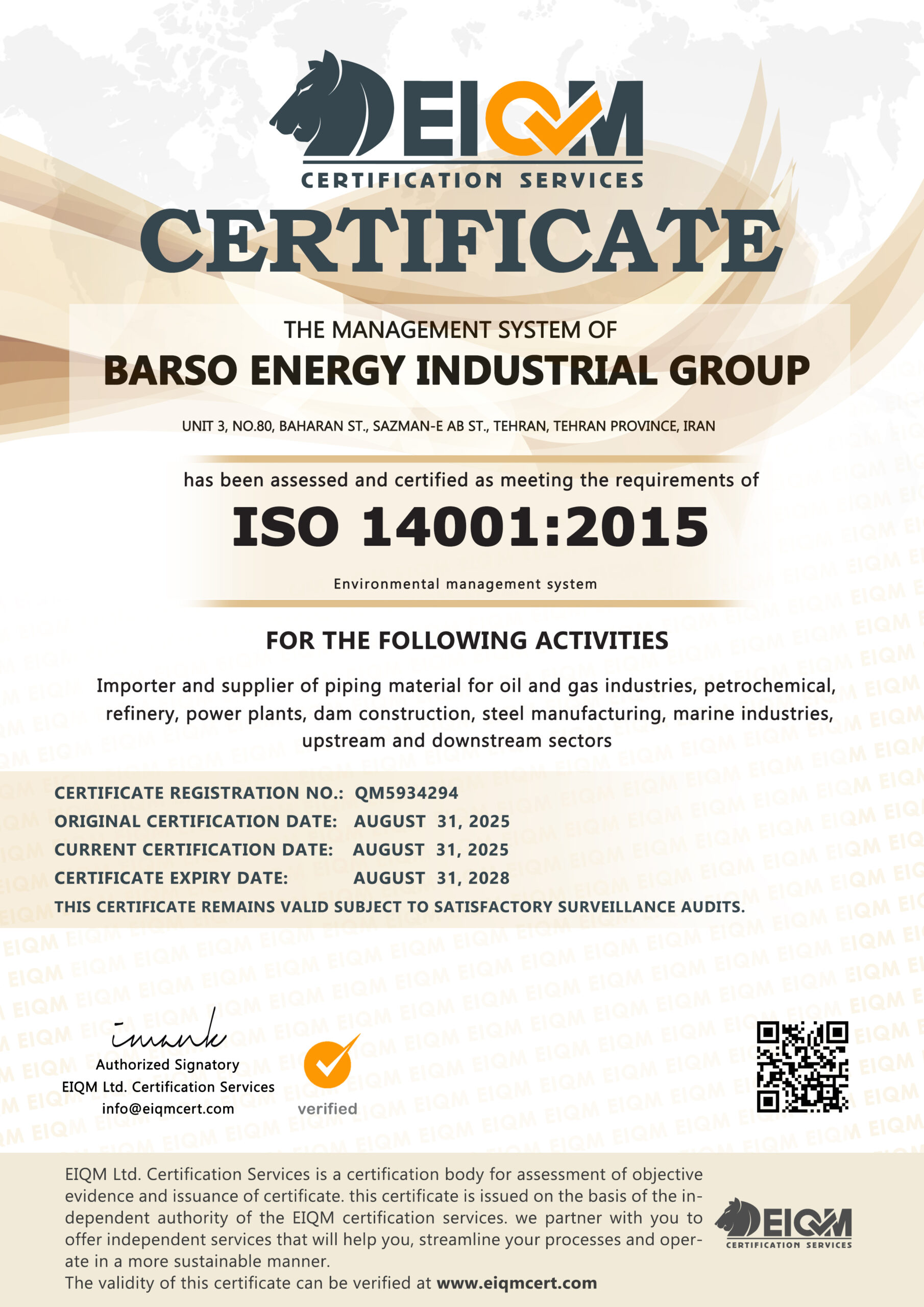 Barso Energy Industrial Group - 14001- QM5934294