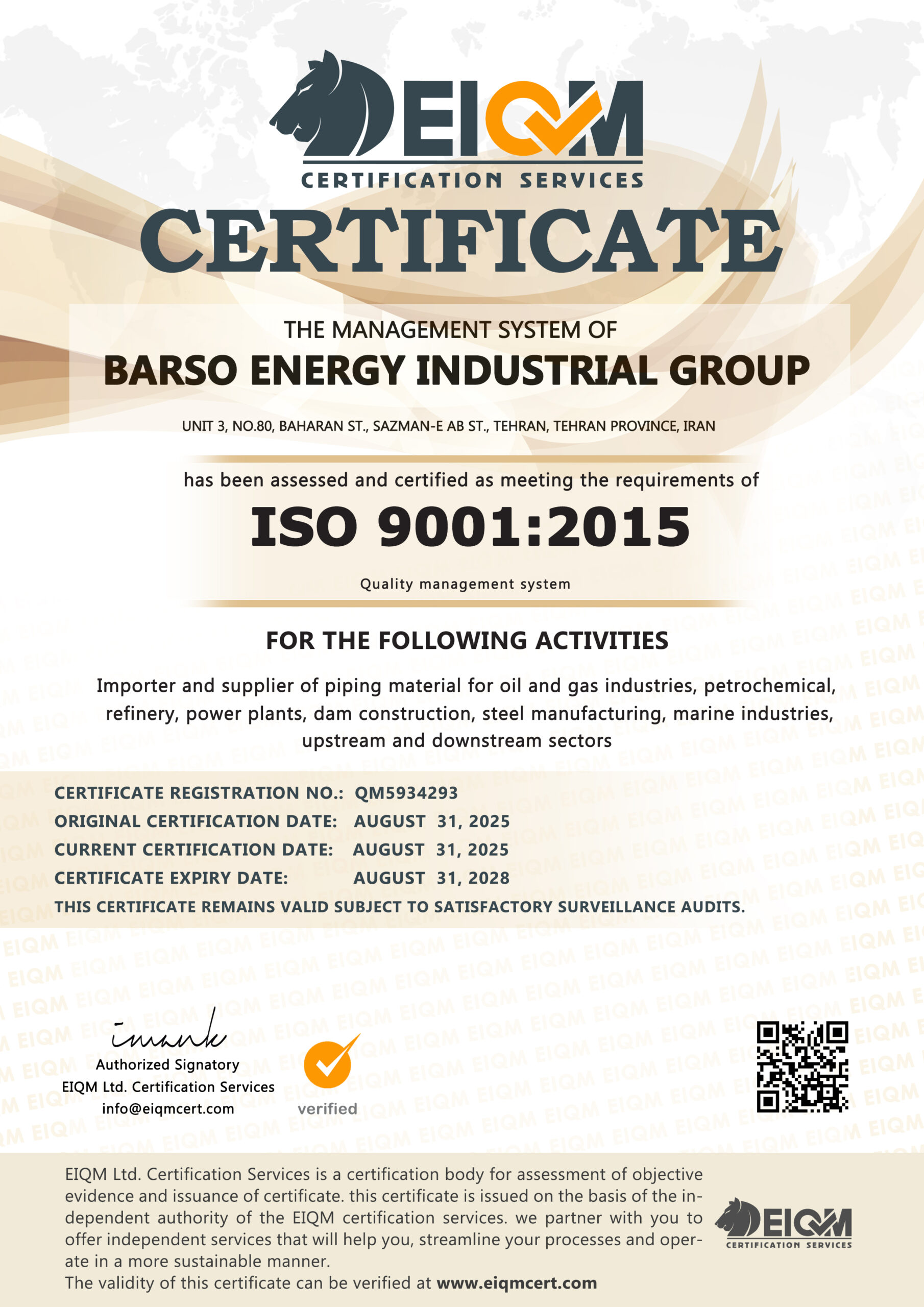 Barso Energy Industrial Group - 9001- QM5934293